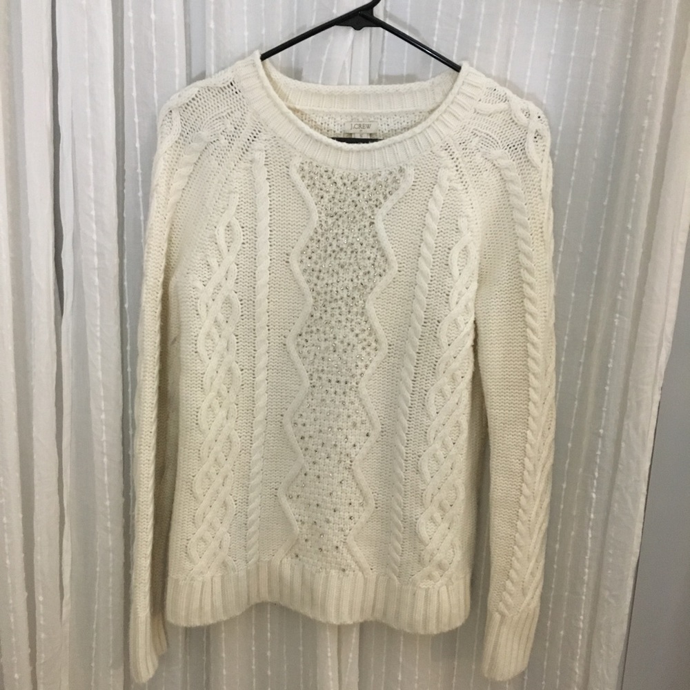 Loft White Beaded Sweater